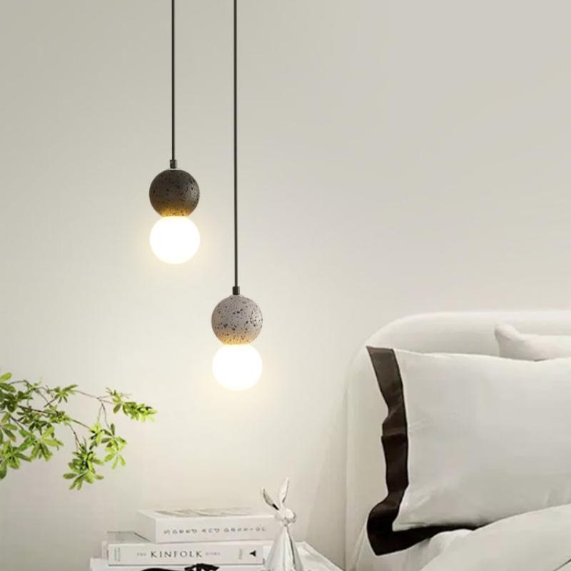 Valentina Luminaires Suspensions Globe Moderne Pierre/Verre Rose/Gris/Noir/Blanc Salon