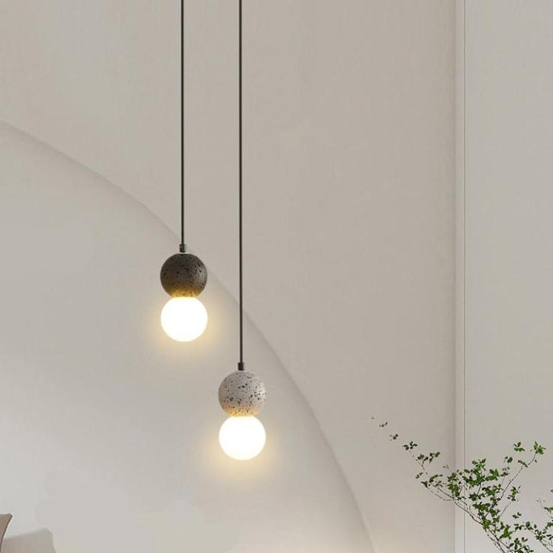 Valentina Luminaires Suspensions Globe Moderne Pierre/Verre Rose/Gris/Noir/Blanc Salon