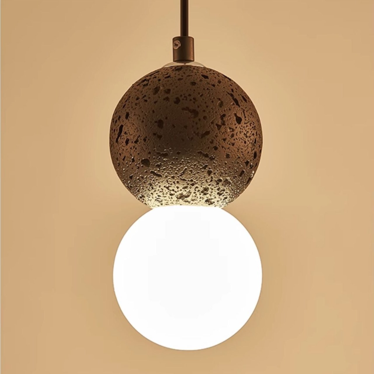 Valentina Luminaires Suspensions Globe Moderne Pierre/Verre Rose/Gris/Noir/Blanc Salon