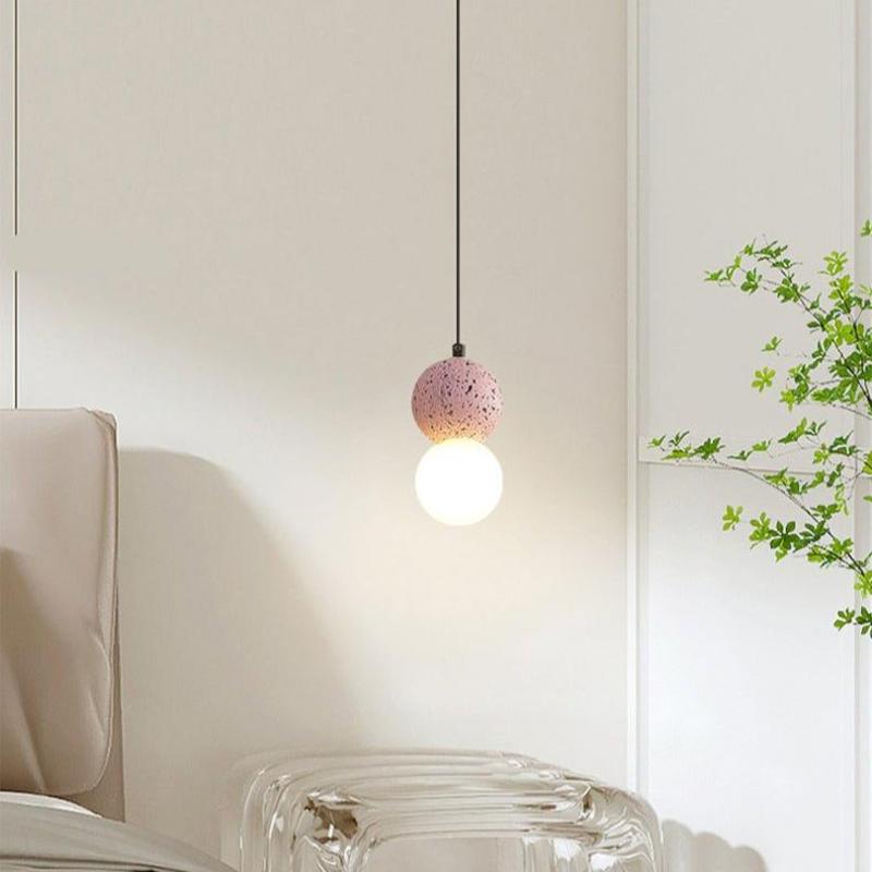 Valentina Luminaires Suspensions Globe Moderne Pierre/Verre Rose/Gris/Noir/Blanc Salon