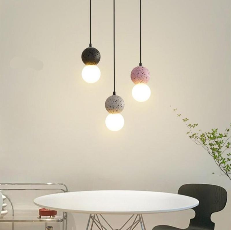 Valentina Luminaires Suspensions Globe Moderne Pierre/Verre Rose/Gris/Noir/Blanc Salon