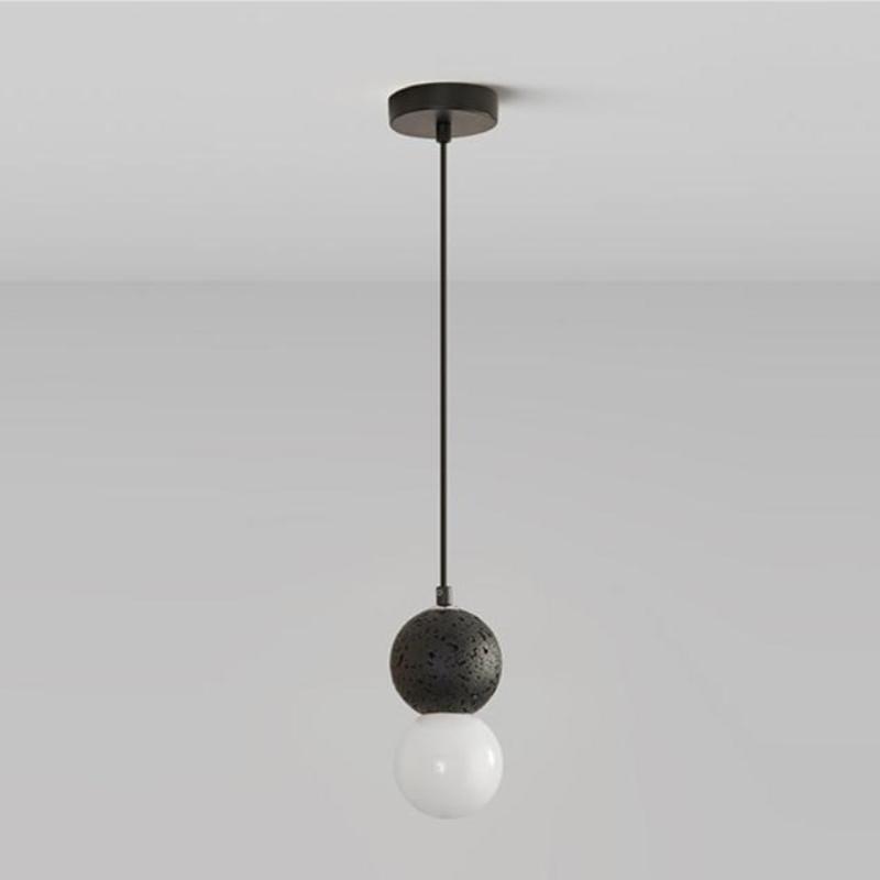 Valentina Luminaires Suspensions Globe Moderne Pierre/Verre Rose/Gris/Noir/Blanc Salon