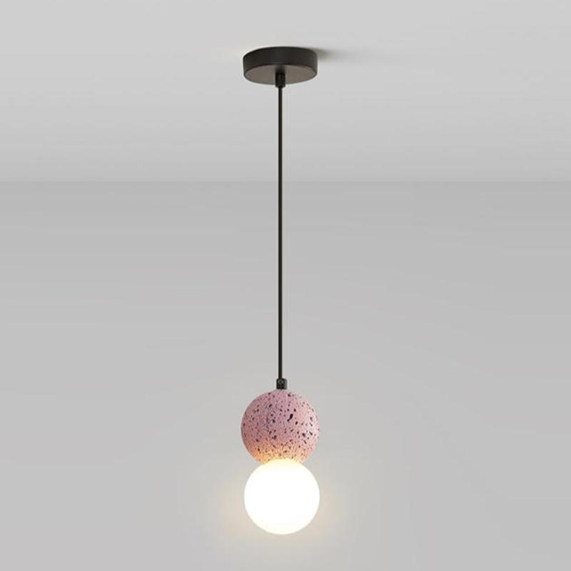 Valentina Luminaires Suspensions Globe Moderne Pierre/Verre Rose/Gris/Noir/Blanc Salon