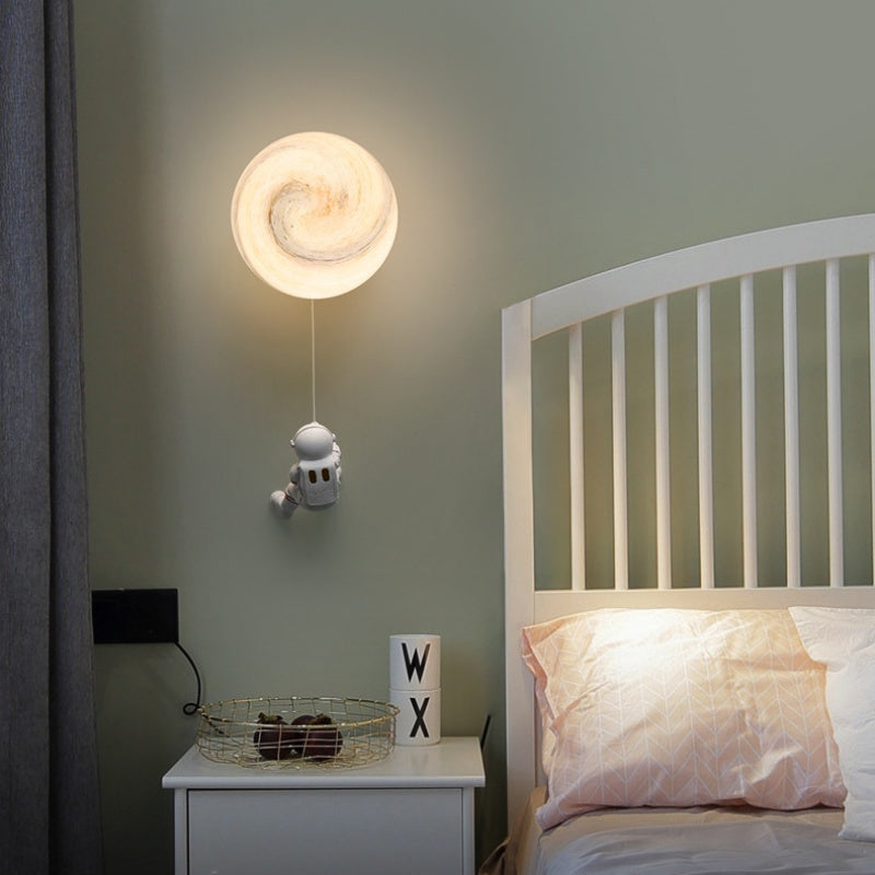 Fateh Lune LED Applique Murale Blanc Résine Chambre Des Enfants