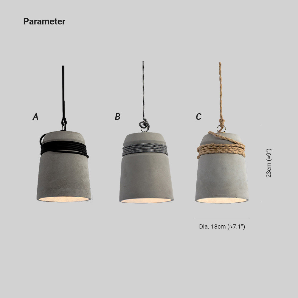 Zaid Luminaires Suspensions Cylindre Industriel Métal/Ciment Gris Chambre/Salon
