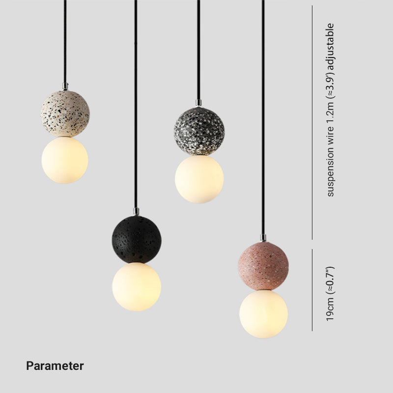 Valentina Luminaires Suspensions Globe Moderne Pierre/Verre Rose/Gris/Noir/Blanc Salon