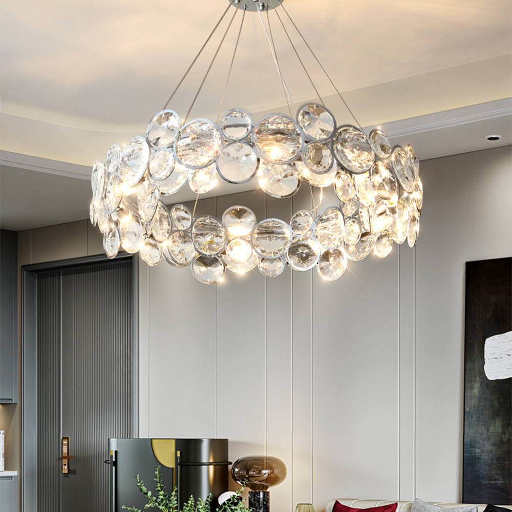 Marilyn Lustre LED Moderne Rond Cristal Métal Salon