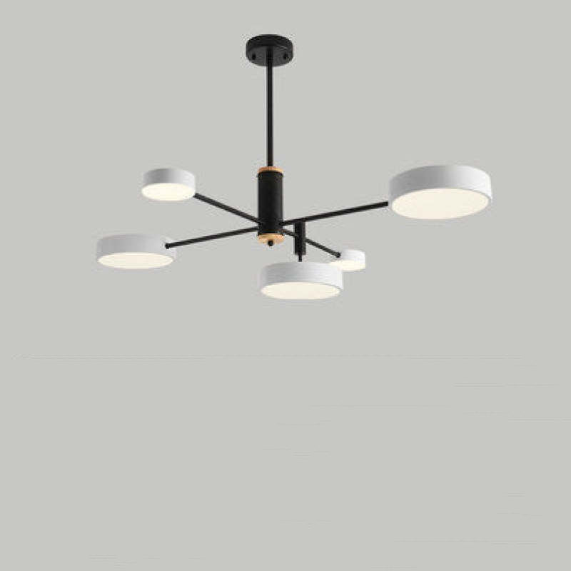 Sienna Suspension Ronde/Linéaire Moderne, Métal/Bois, Doré/Blanc/Gris, Salon