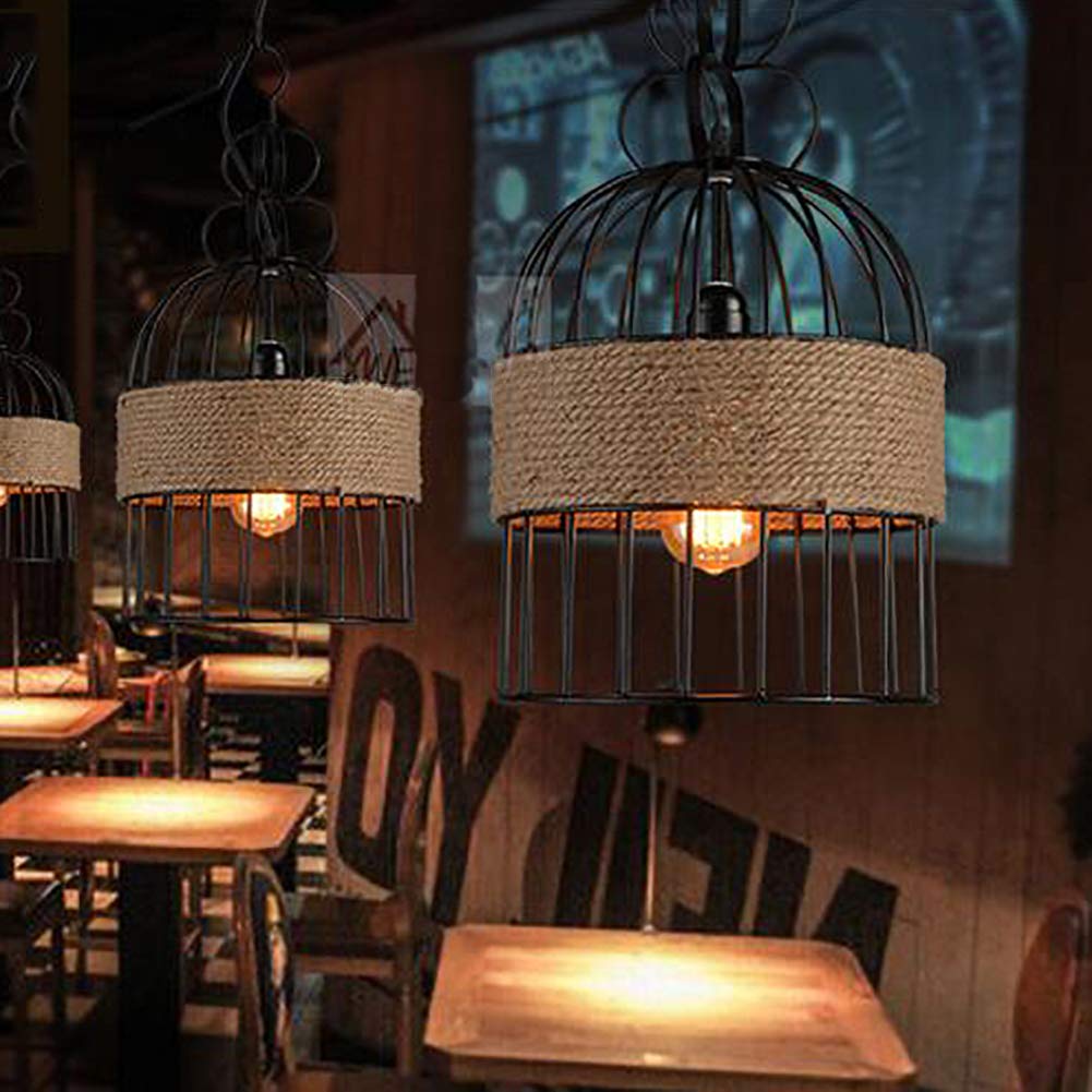 Epoch Design LED Cage à Oiseaux Suspension Métal/Corde Café/Bar/Restaurant