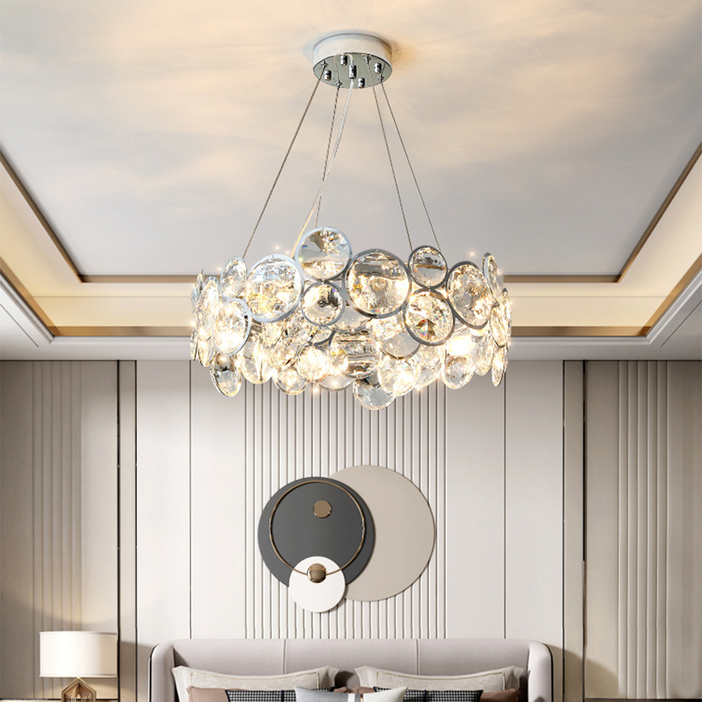 Marilyn Lustre LED Moderne Rond Cristal Métal Salon