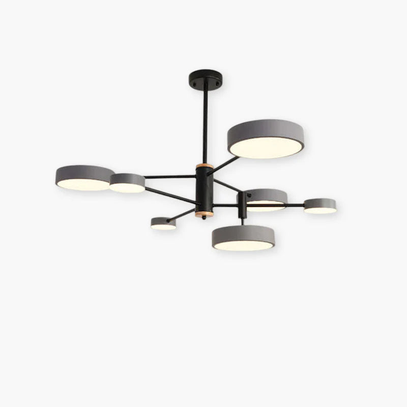 Sienna Suspension Ronde/Linéaire Moderne, Métal/Bois, Doré/Blanc/Gris, Salon