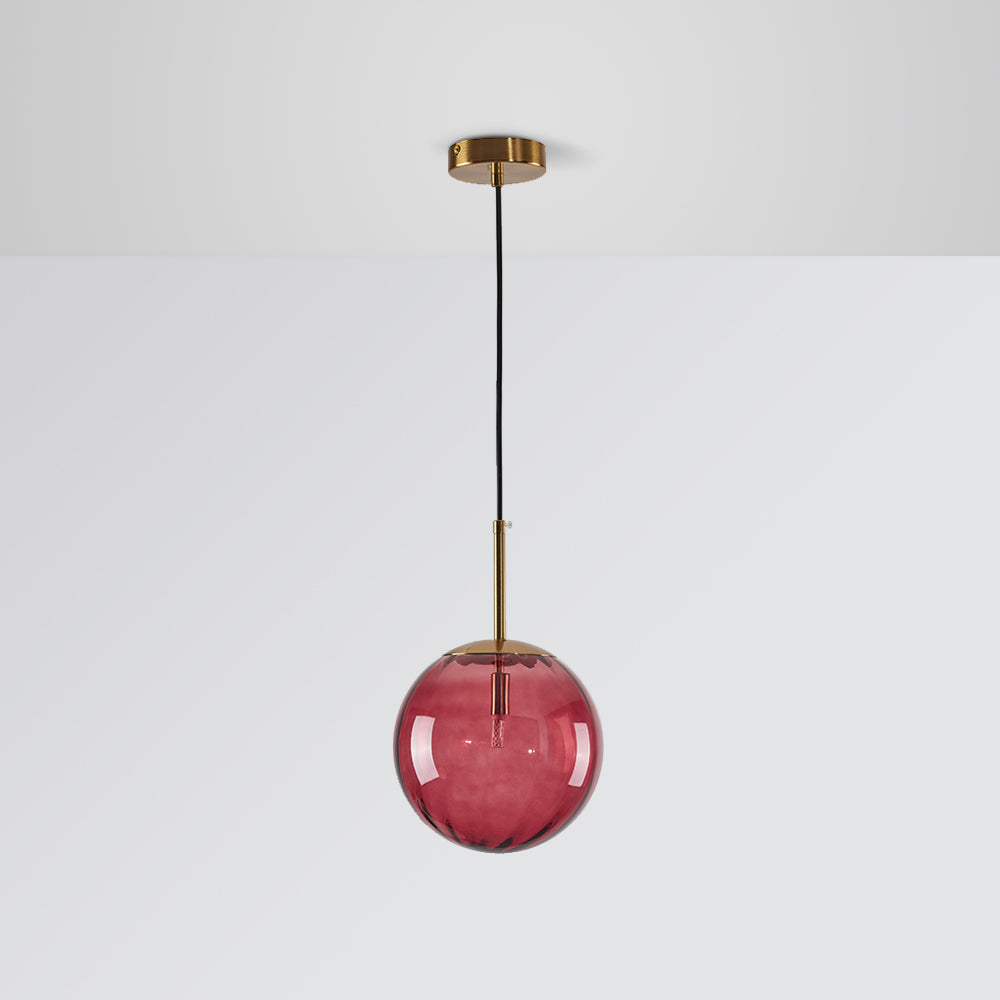 Hailie Suspension Boule Moderne, Métal/Verre,Gris/Bleu/Rouge/Café/Ambre, Salon