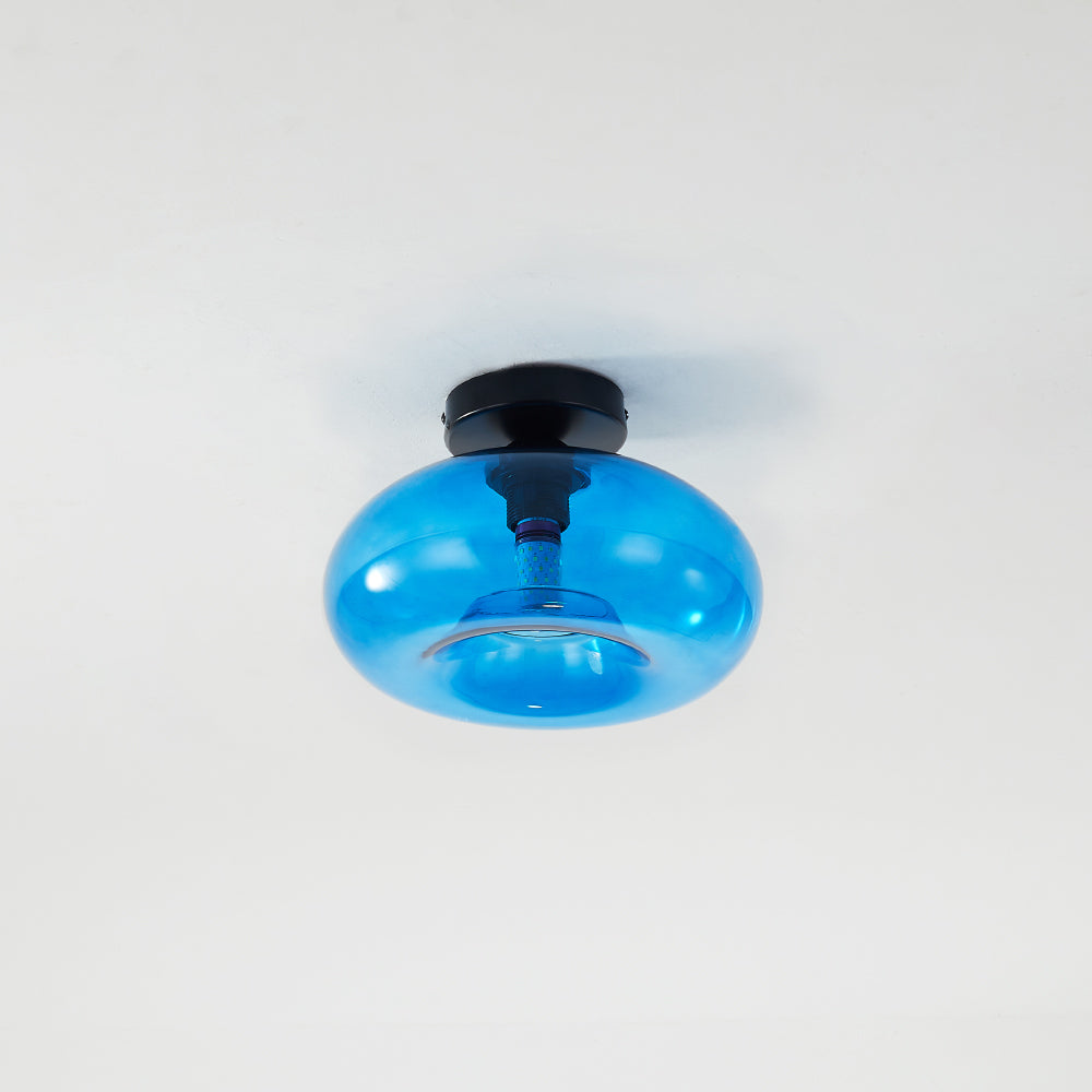 Sanna Oval Industriel LED Plafonnier Rouge/Marron/Ambre/Bleu Métal/Verre Salon