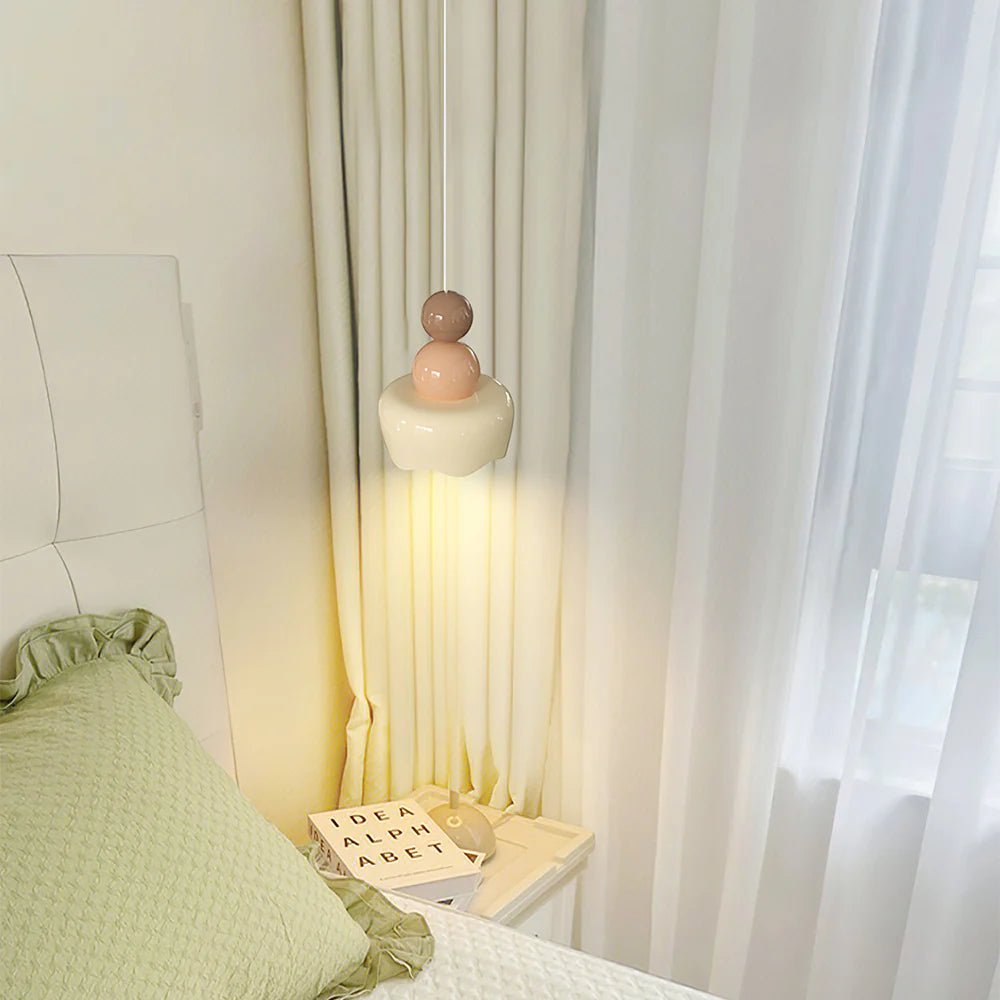 Morandi Poupée Sunny Rain LED Suspension Crème Résine Chambre à coucher