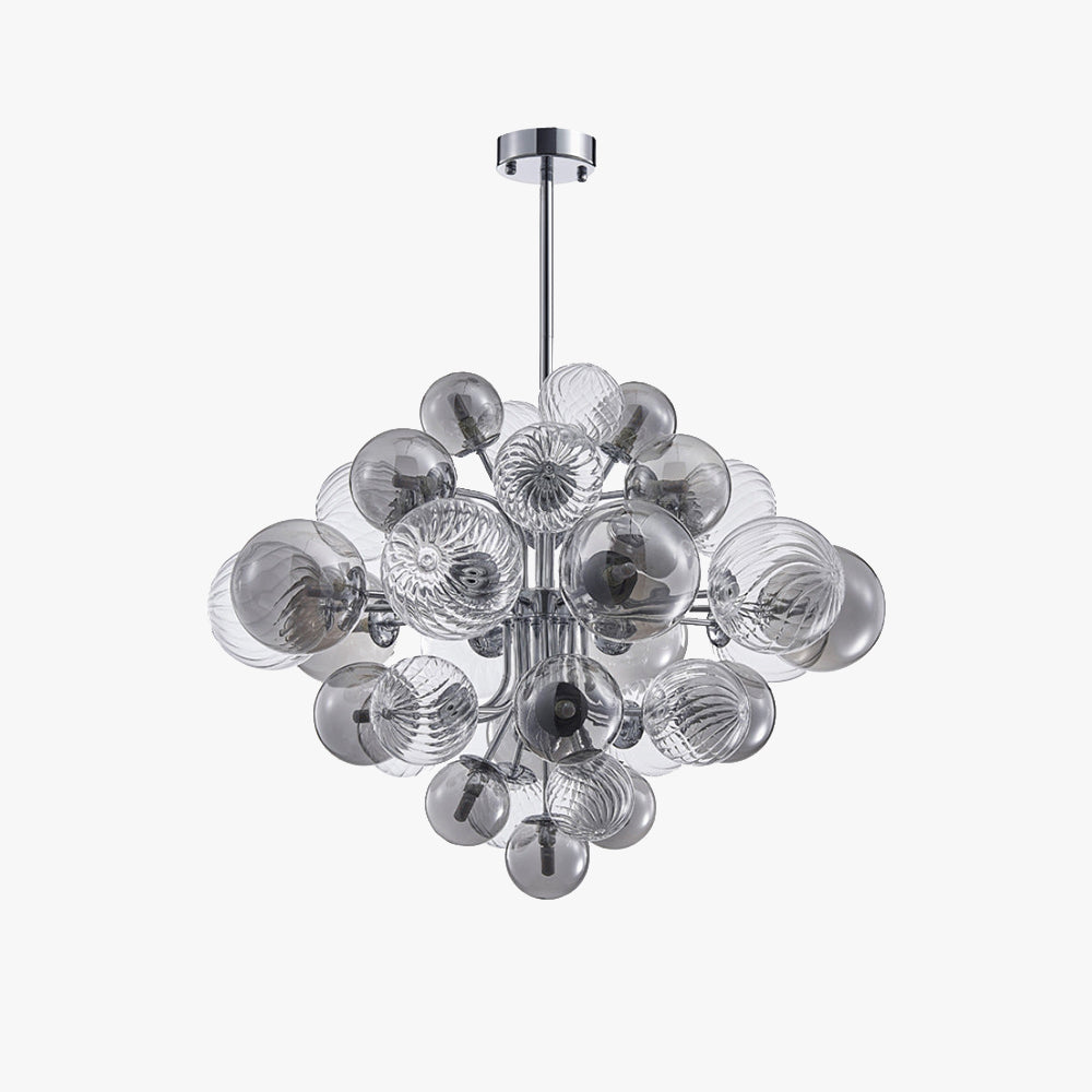 Valentina Lustre Moderne Bulle Grappe Argent Verre Métal Salon