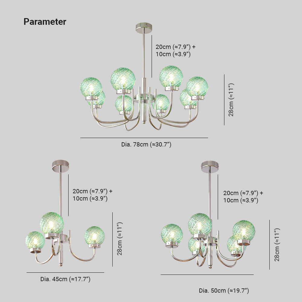 Valentina LED Suspension Métal Verre Cuisine Chambre à Coucher