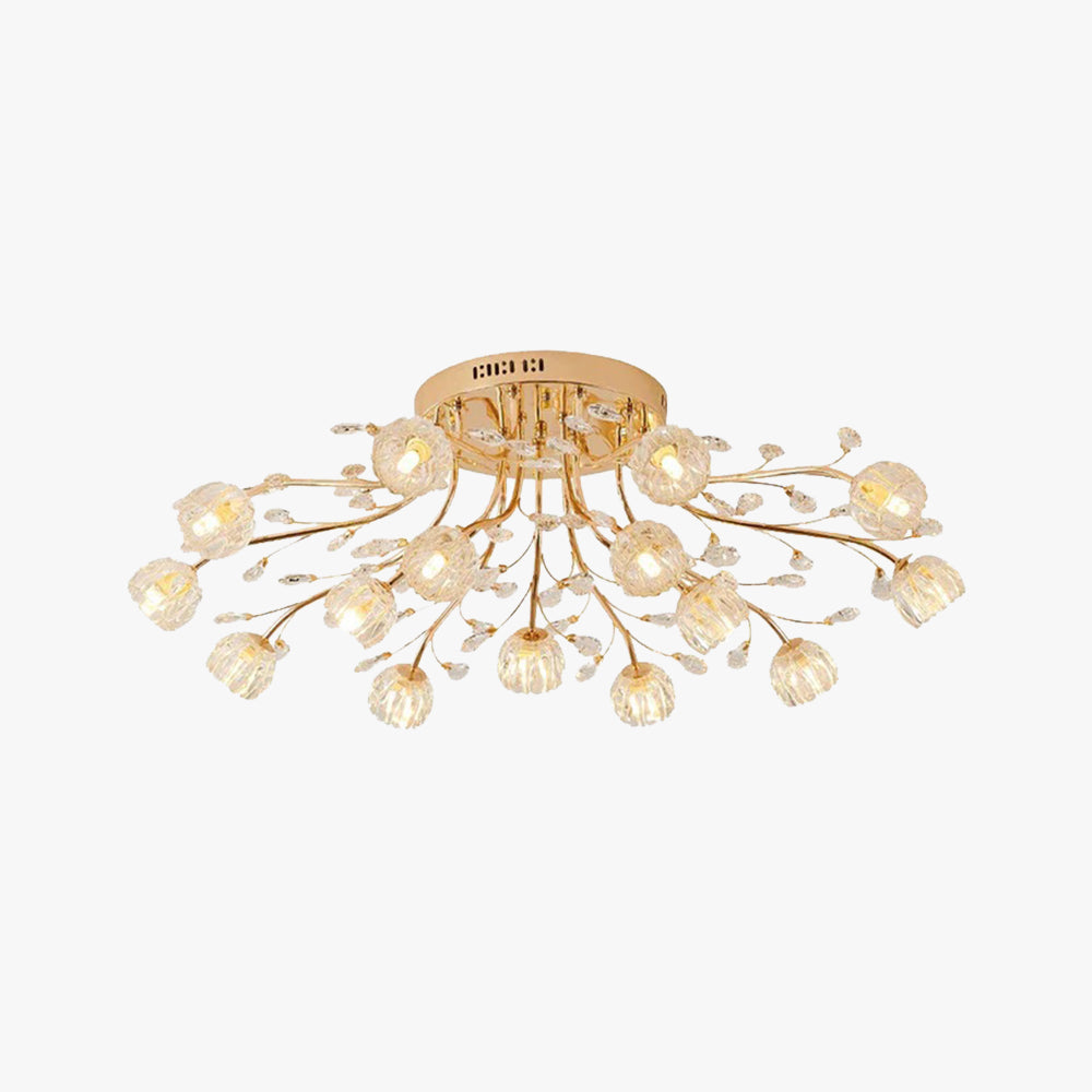 Valentina Fleur Nordique LED Plafonnier Verre Salon