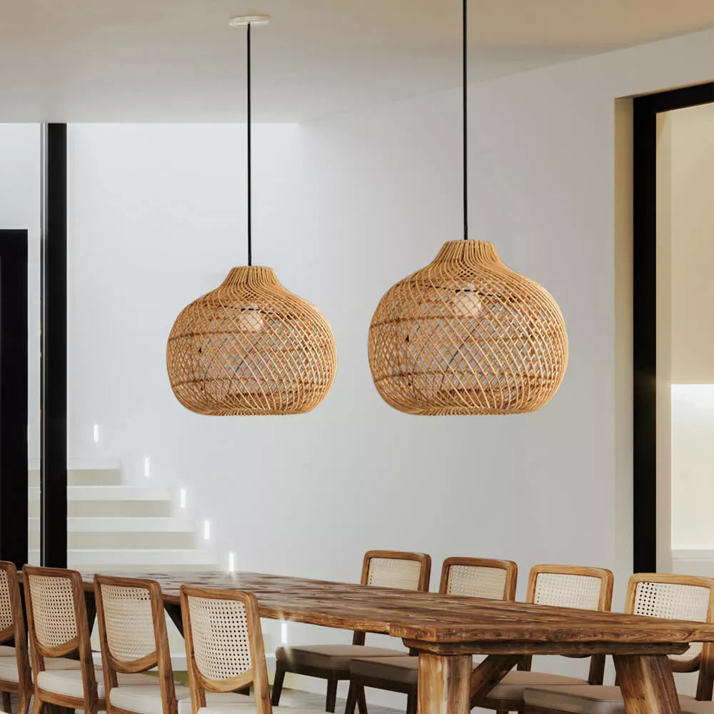 Ritta Design Artisanal LED Suspension Rotin Salon/Chambre À Coucher