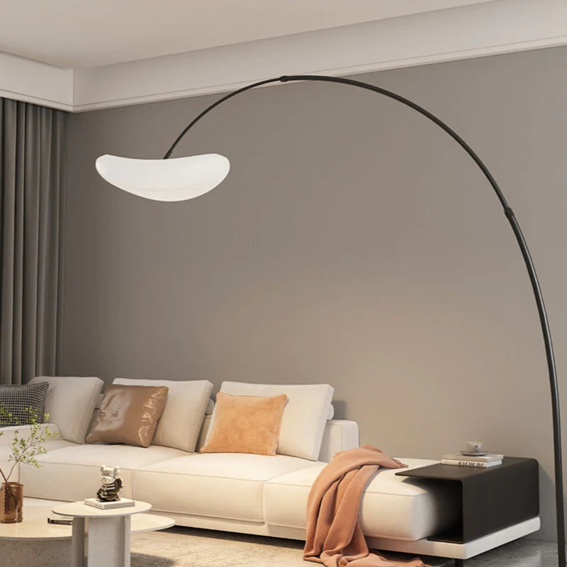 Minori Design Lampadaire Arc Simple Métal Blanc/Noir Salon