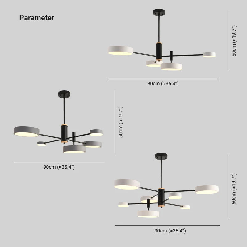 Sienna Suspension Ronde/Linéaire Moderne, Métal/Bois, Doré/Blanc/Gris, Salon