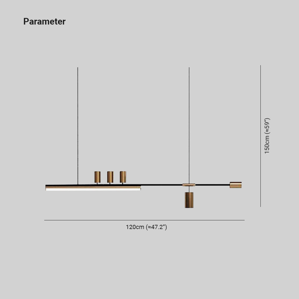 Edge Suspension Linéaire Moderne, Métal, Doré, Salon