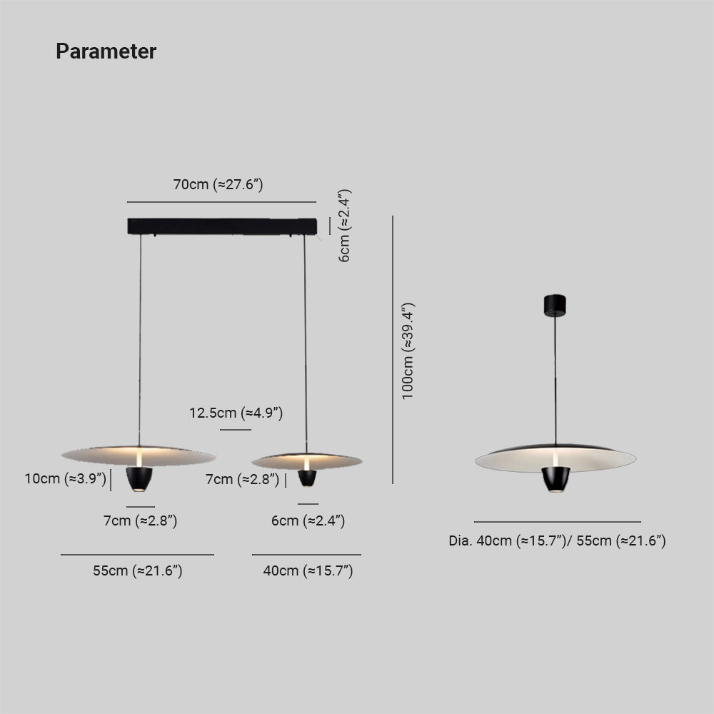 Carin Suspension Ronde LED Minimaliste, Métal, Noir, Salon