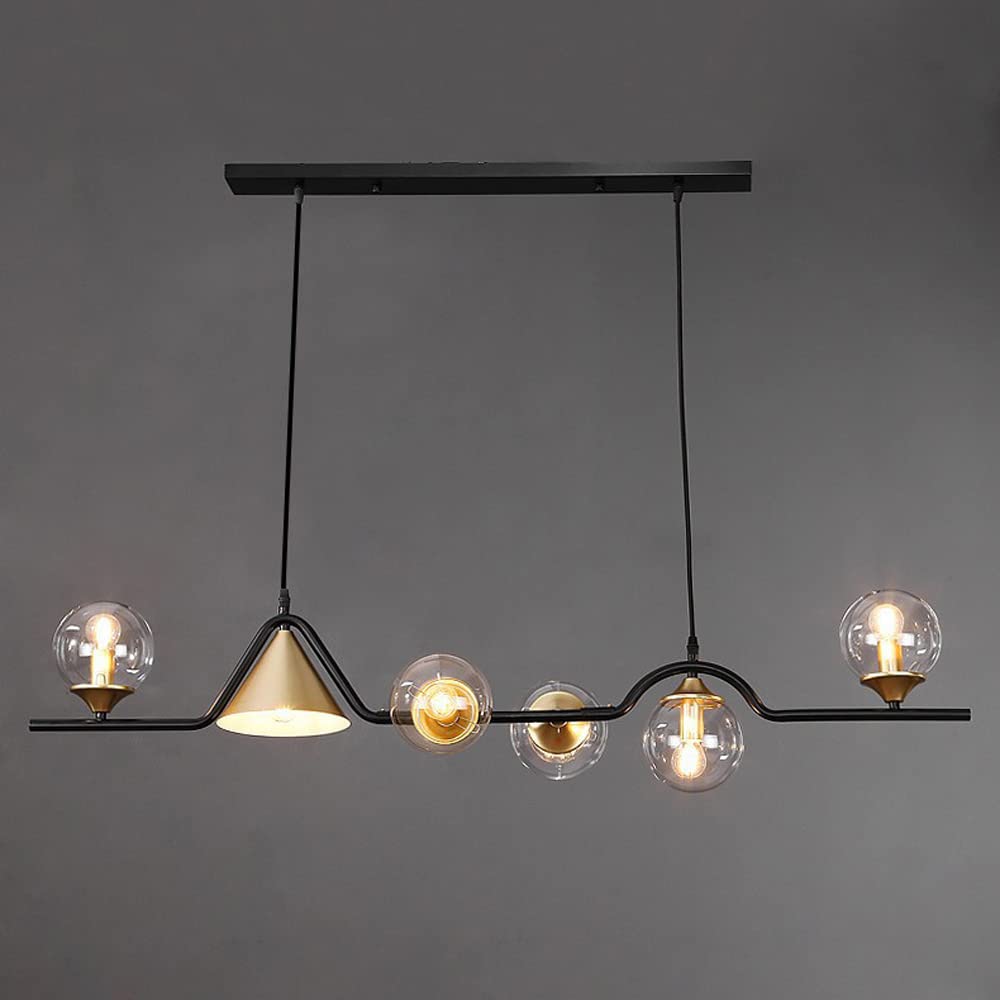 Edge Moderne LED Suspension Noir/Or Verre Salon/Chambre à Coucher