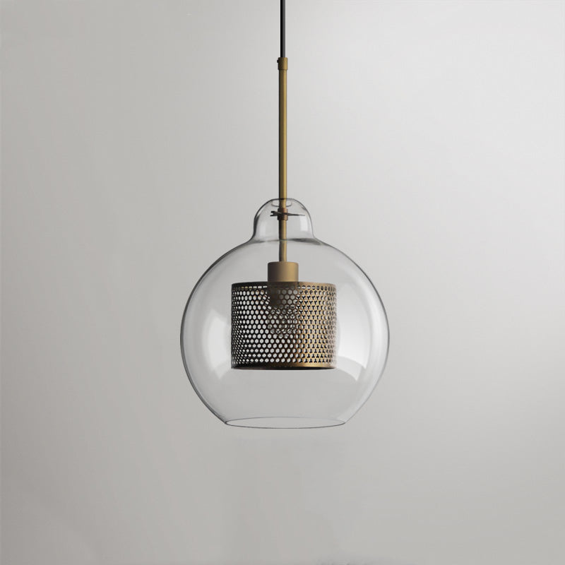 Oneal Suspension Globe/Cylindre Moderne, Métal/Verre, Doré/Argent, Salon