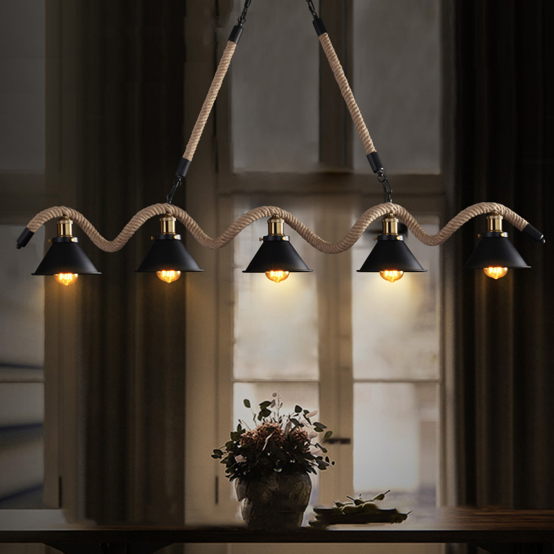 Epoch Lampe à Suspension LED Noire Vintage en Métal Pour Café