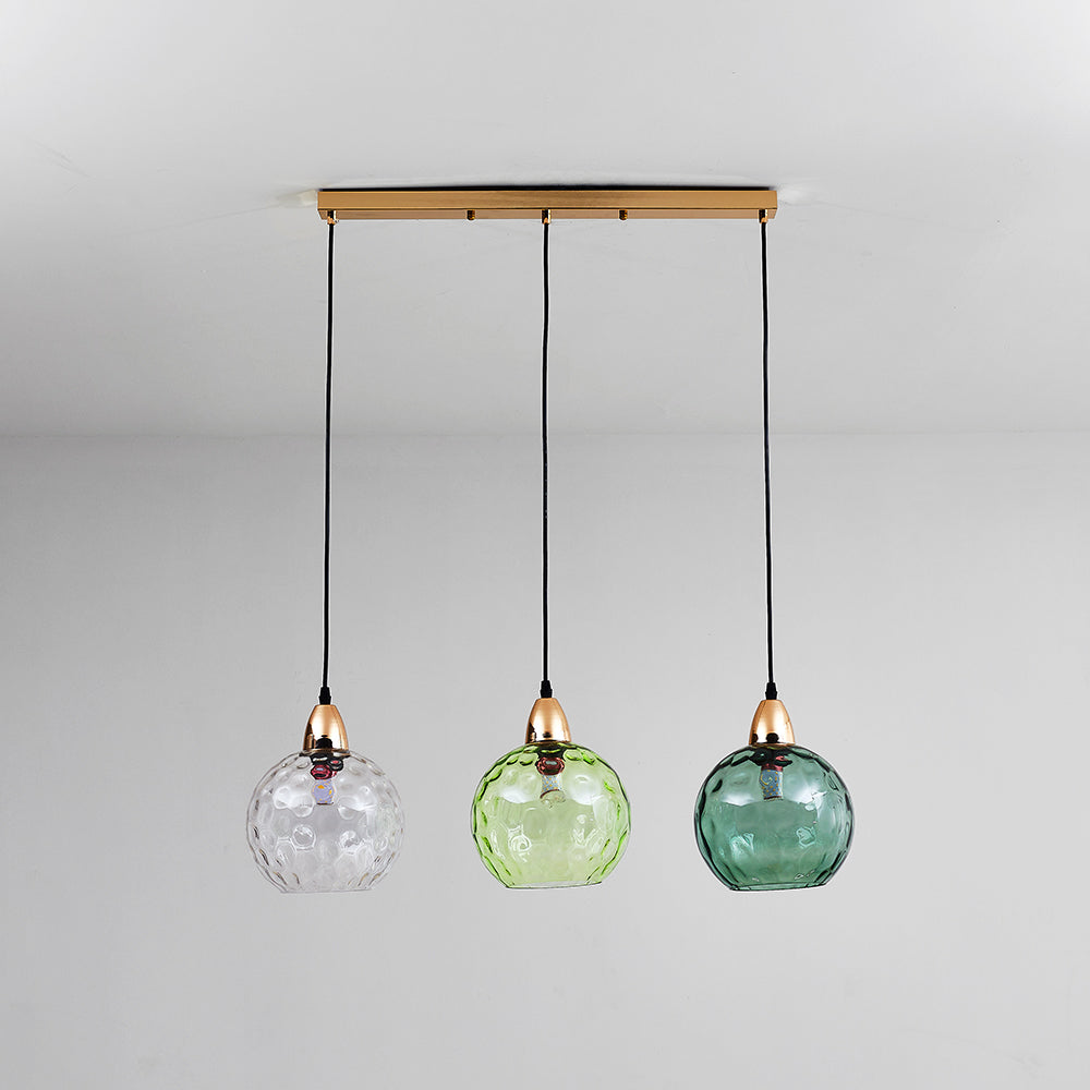 Hailie Suspension Boule Ondulation Nortique Métal/Verre Vert/Gris Salon