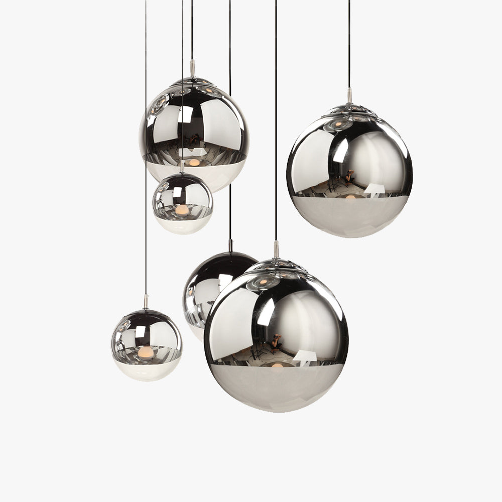 Hailie Industriel Rond Métal Verre Suspension Salon