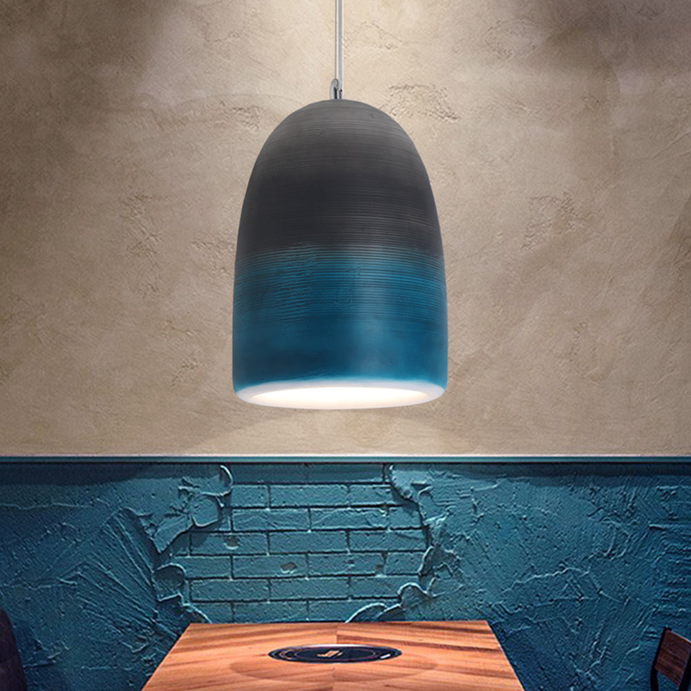 Zaid Suspension Pot Naturelle, Résine/Acrylique, Bleu/Noir/Gris, Chambre