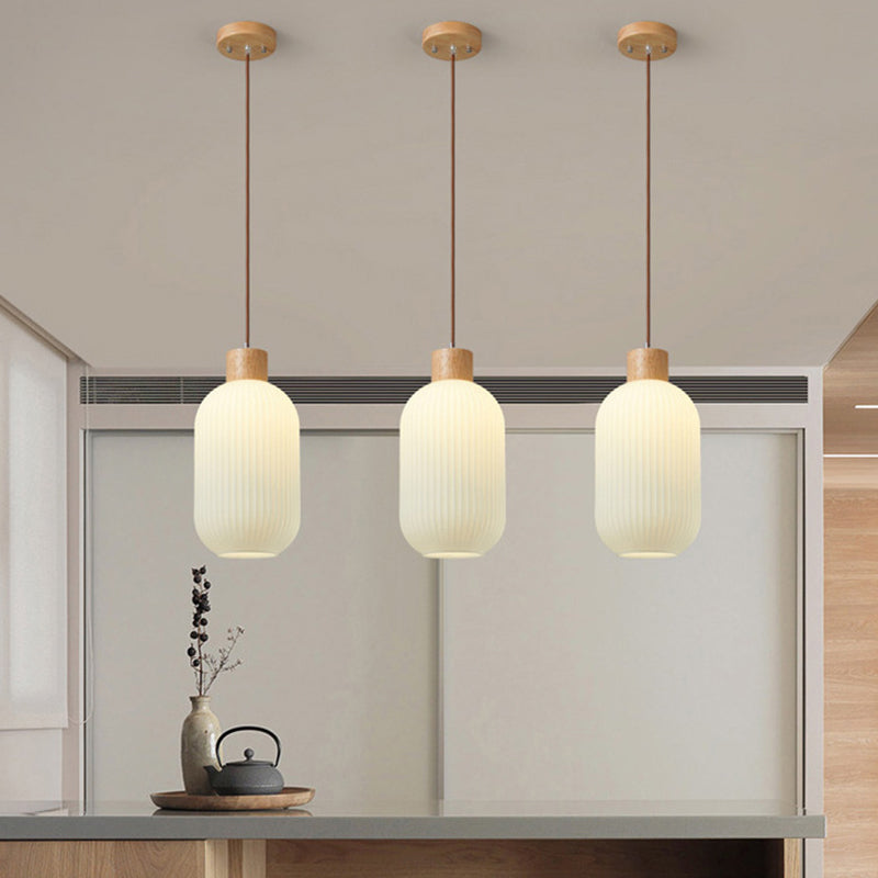 Ozawa Luminaires Suspension LED Moderne Bois/Verre Salon/Salle à manger