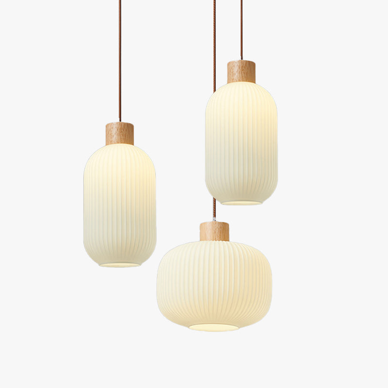 Ozawa Luminaires Suspension LED Moderne Bois/Verre Salon/Salle à manger