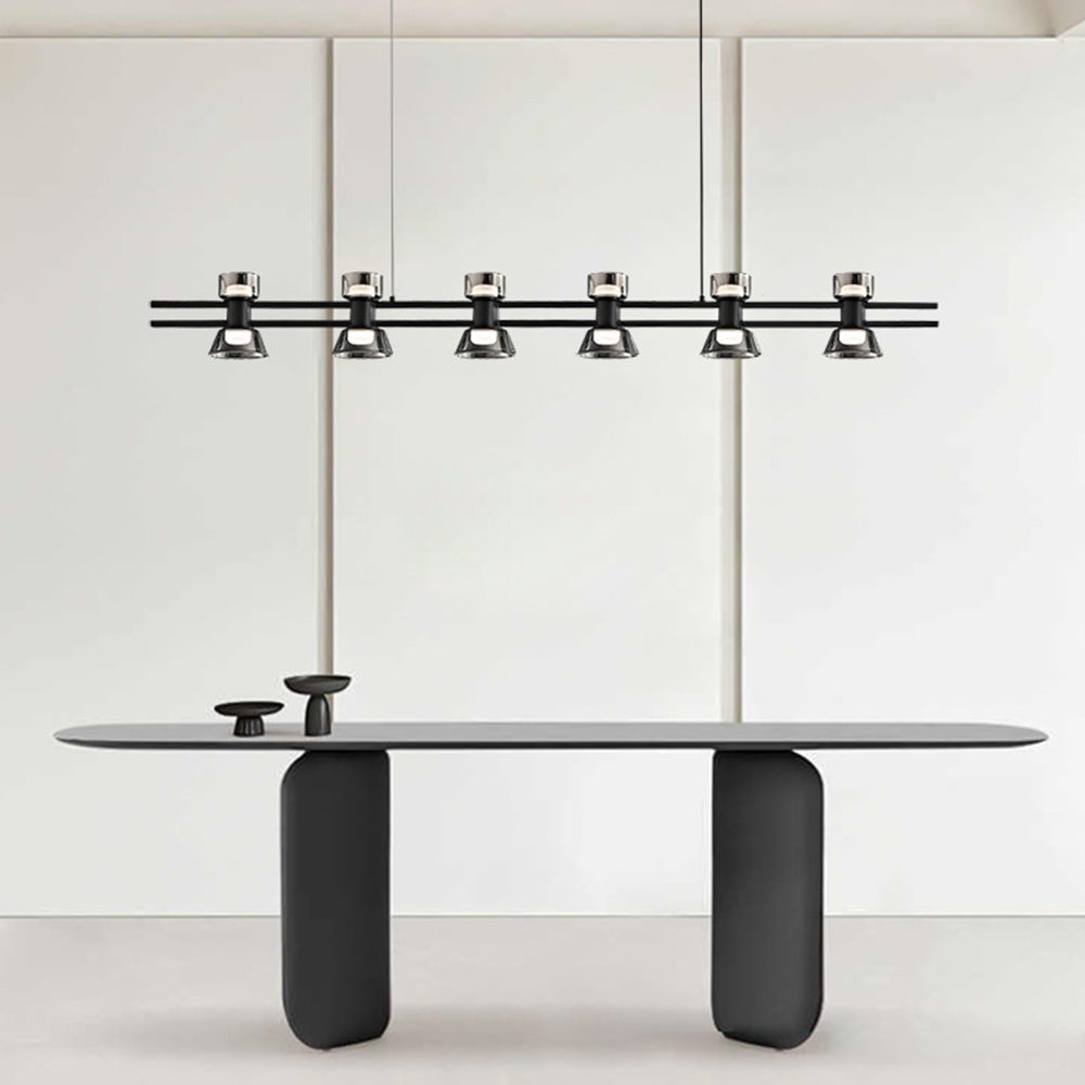 Evette Suspension Linéaire Simple, Cuivre/Verre, Noir/Or, Salle de Bain/Chambre