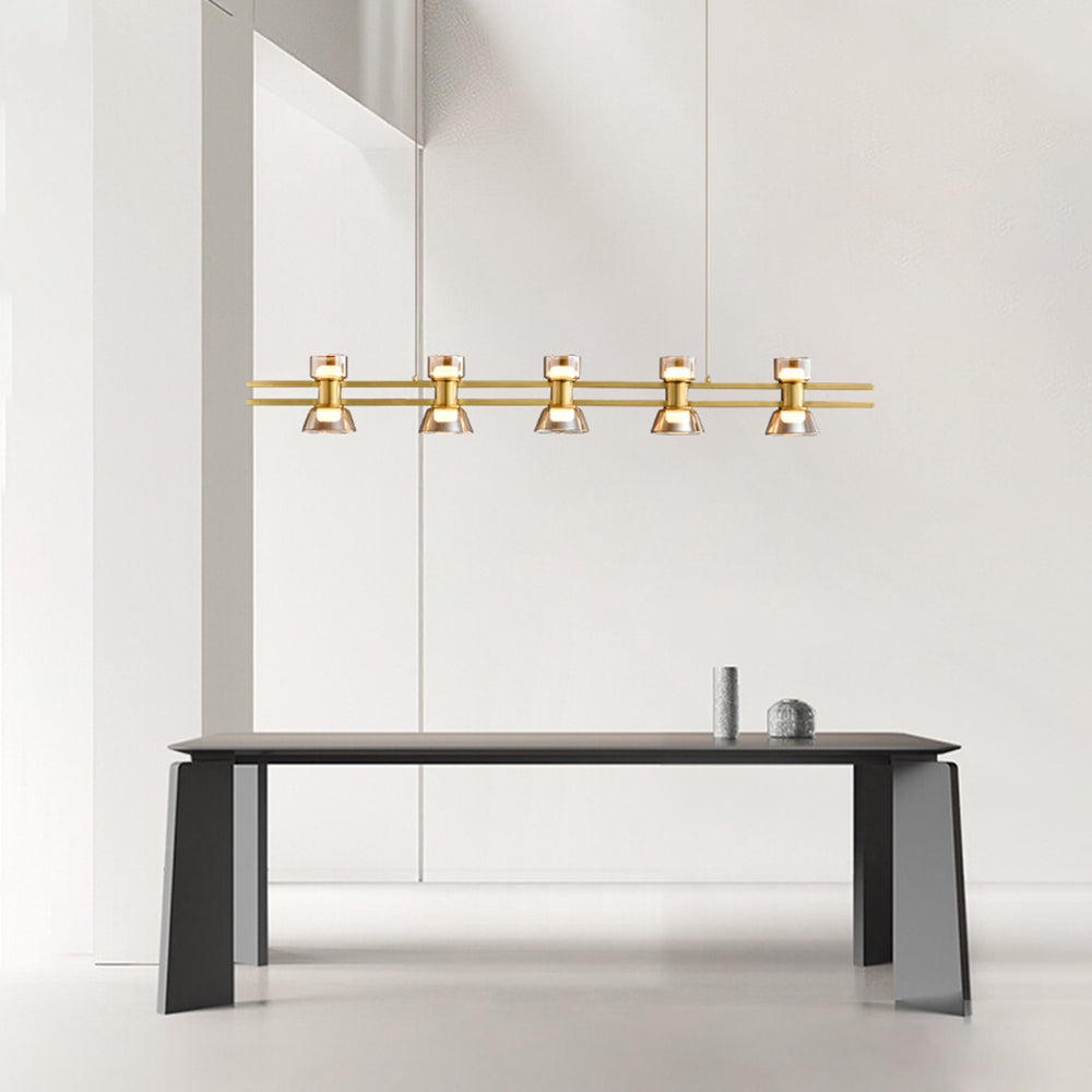 Evette Suspension Linéaire Simple, Cuivre/Verre, Noir/Or, Salle de Bain/Chambre