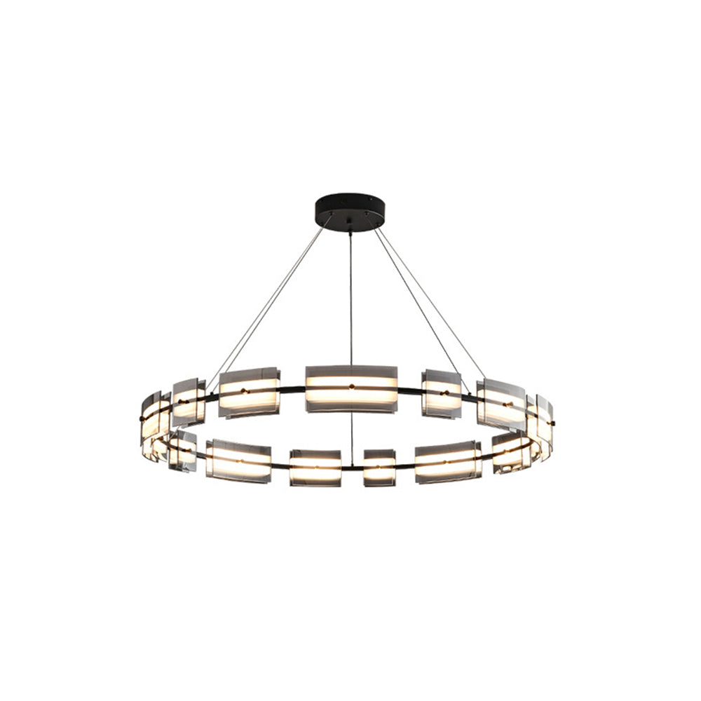 Evette Suspension Anneau Simple, Cuivre/Verre, Noir/Or, Salon/Chambre