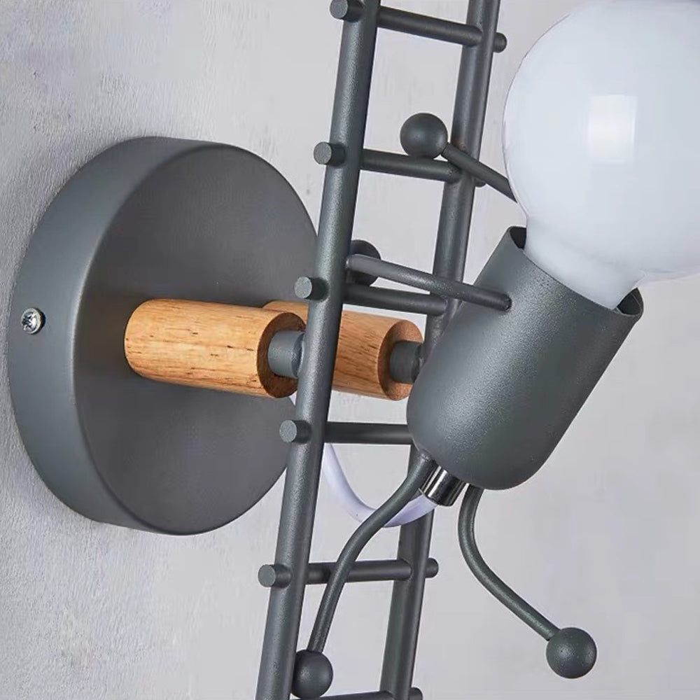 Luxo Applique Murale Rétro LED Métal/Bois de Caoutchouc Couloir 3 Couleur