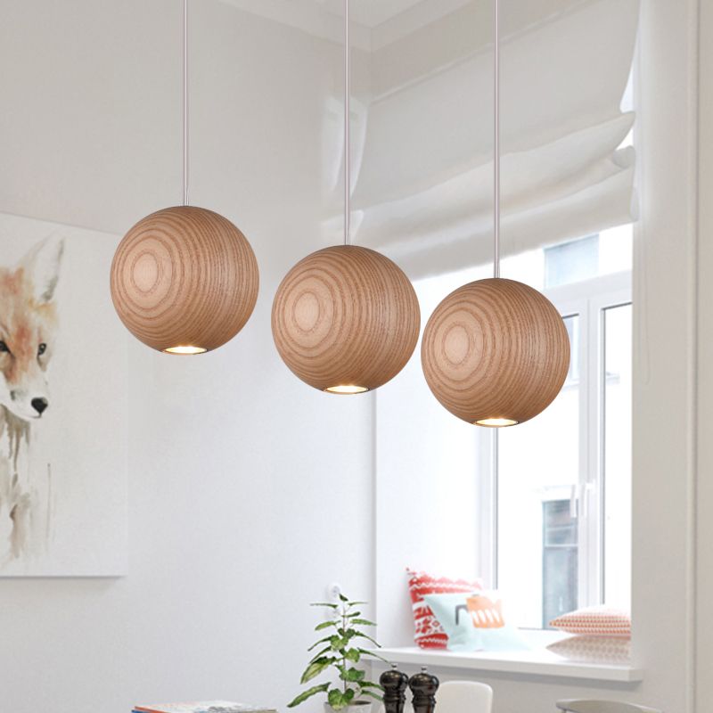 Ozawa Ball Cluster LED Suspension Bois Salon Chambre à coucher