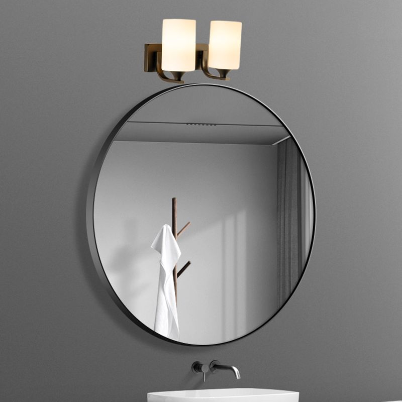 Eryn Applique Murale Miroir Cylindrique Moderne, Verre/Métal, Noir/Chromé, Salon