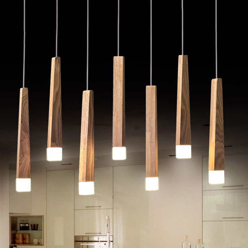 Ozawa Linéaire LED Suspension Bois/Acrylique Chambre à coucher Salle à manger