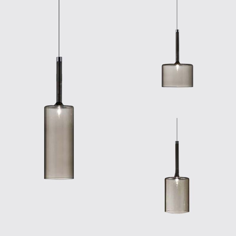 Hailie Lustre Suspension Moderne Minimaliste Verre Clair/Gris Bar