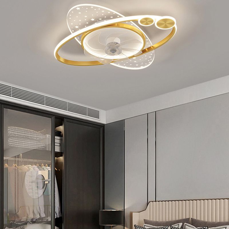 Madina Ventilateur de Plafond LED, 7 Pales, 2 Anneaux, 2 Couleurs, D58CM