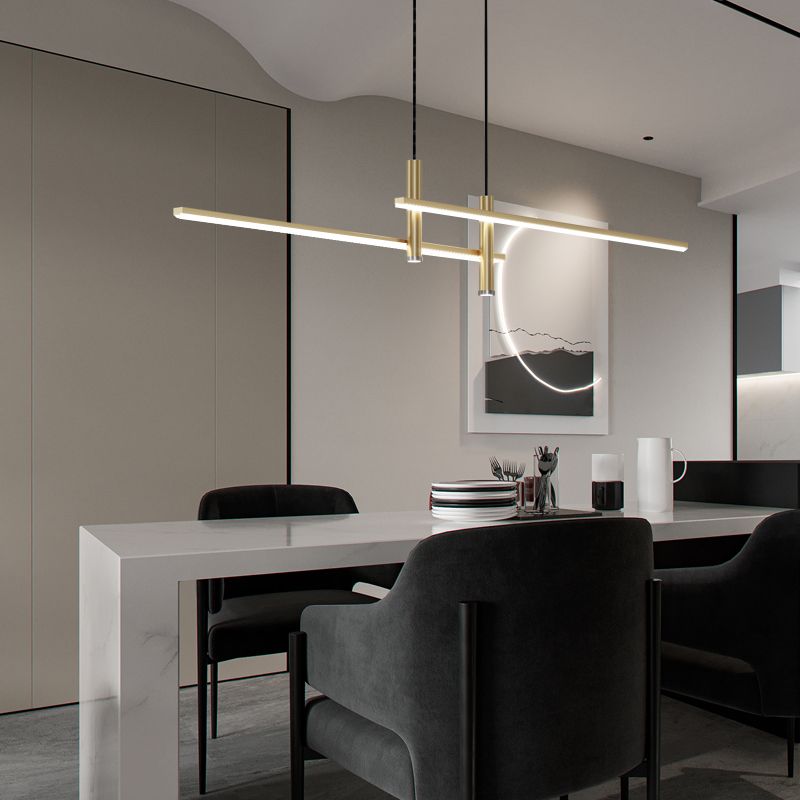 Edge Design Italien Luminaires Suspensions Longue Linéaire Moderne Métal Noir/Or Salon