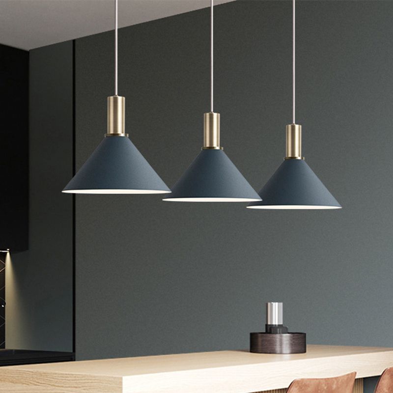 Carins Suspension Luminaire 3 Lampes Design Italien Métal Verre Vert Grisâtre Salon/Salle à Manger