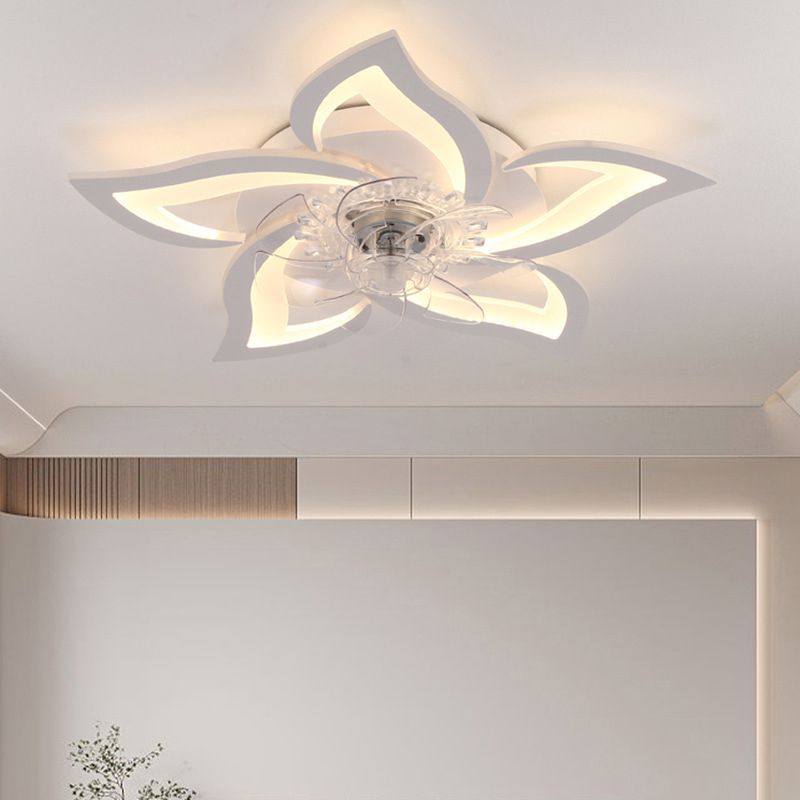 Hana Ventilateur de Plafond Lumineux en forme de Fleur, 2 Couleurs, D65CM