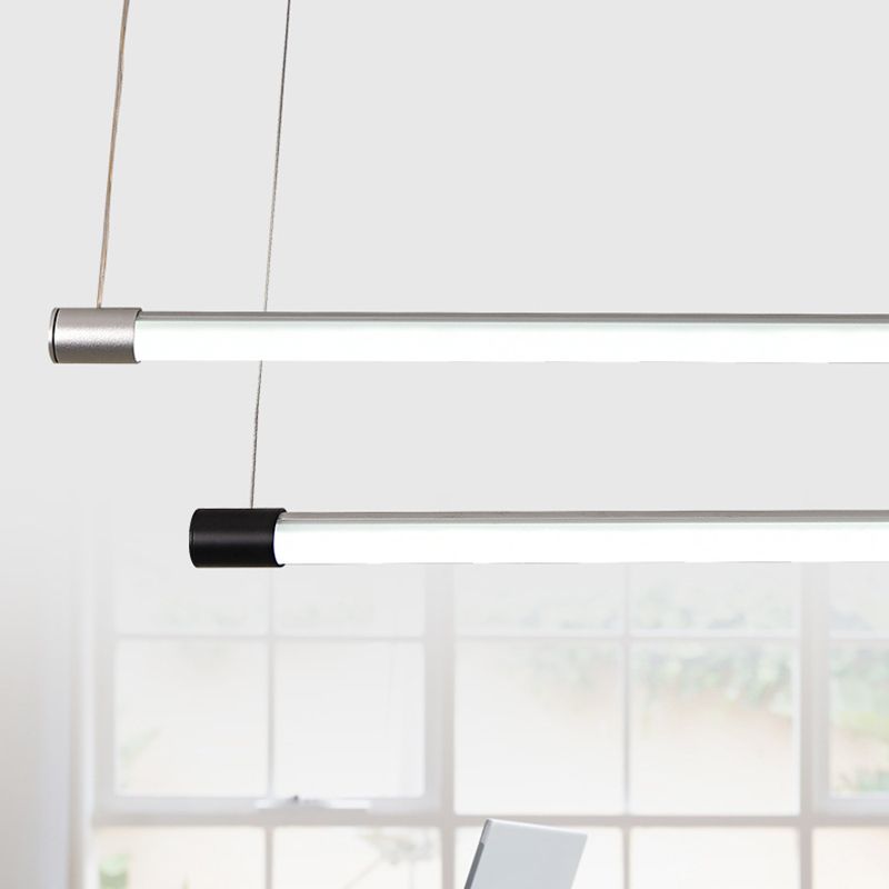 Edge Linéaire LED Suspension Noire Argent Métal Chambre à coucher