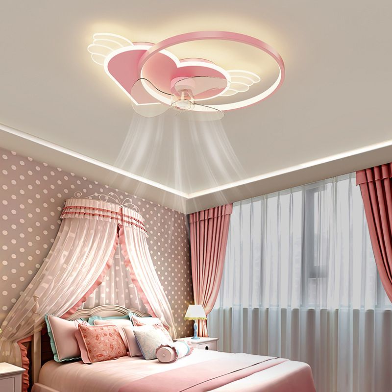 Minori Ventilateur de Plafond LED avec Coeur rose, D56CM