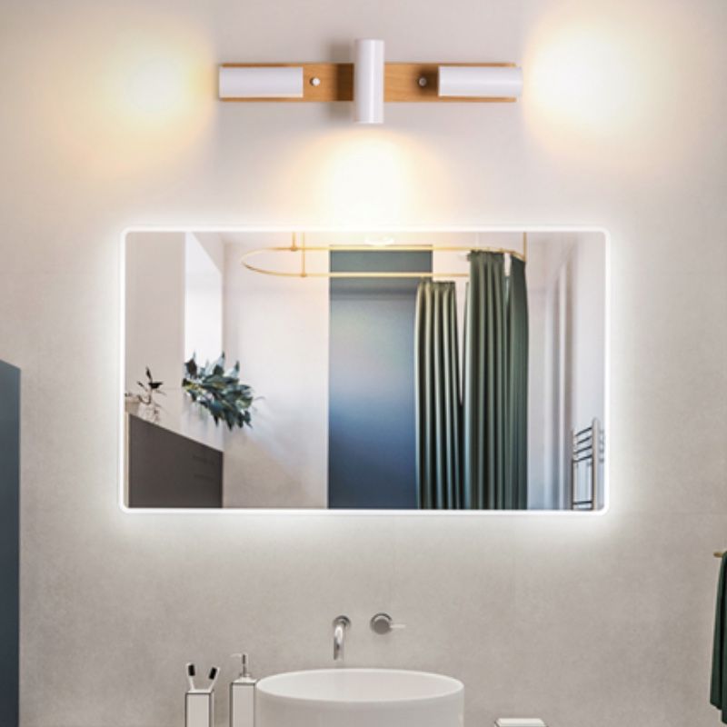 Ozawa Applique Murale à Projecteur Rotatif, Bois/Métal, Noir/Blanc, Salle de bain