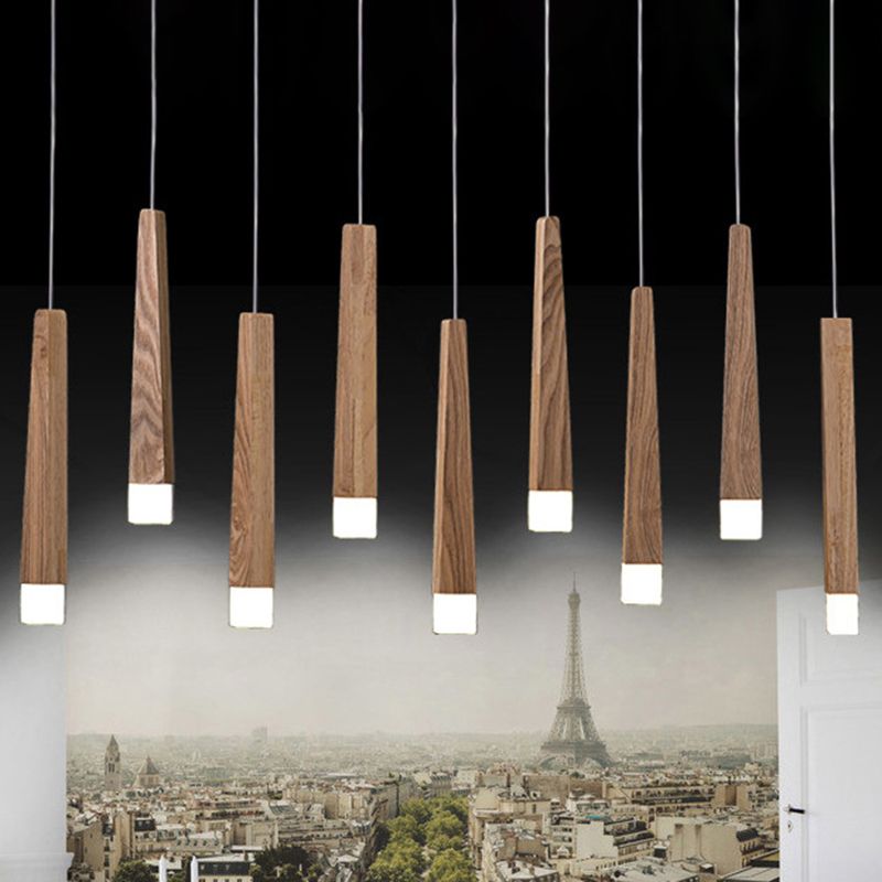 Ozawa Linéaire LED Suspension Bois/Acrylique Chambre à coucher Salle à manger